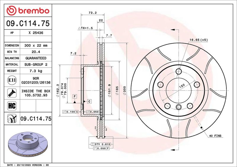Brembo 09.C114.75 Brake Disc - 2