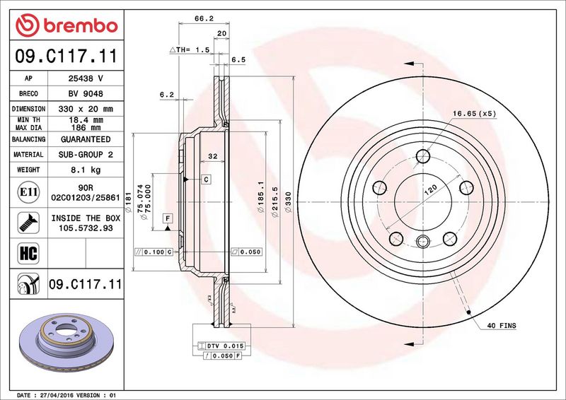 Brembo 09.C117.11 Brake Disc - 2