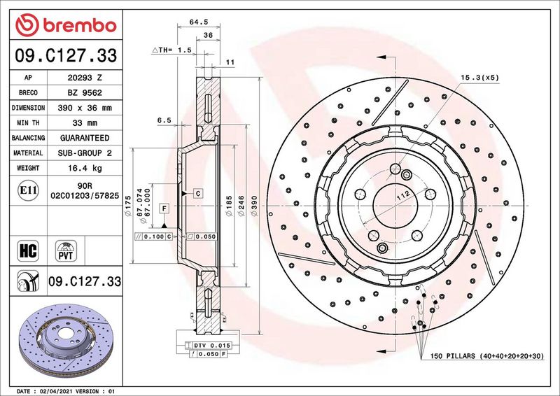 Brembo 09.C127.33 Brake Disc - 2