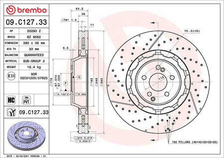 Brembo 09.C127.33 Brake Disc - 2