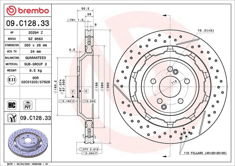 Brembo 09.C128.33 Brake Disc - 2