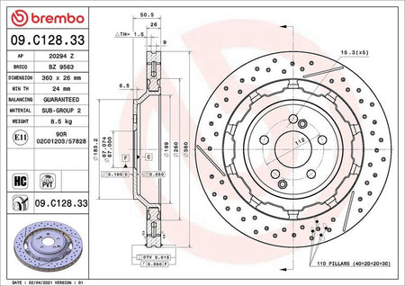 Brembo 09.C128.33 Brake Disc - 2