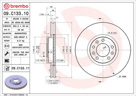 Brembo 09.C133.11 Brake Disc - 2