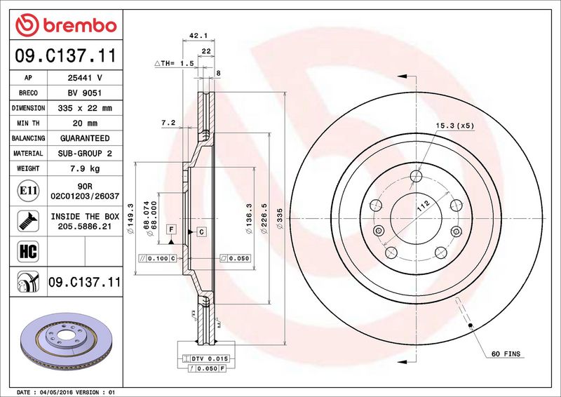 Brembo 09.C137.11 Brake Disc - 2