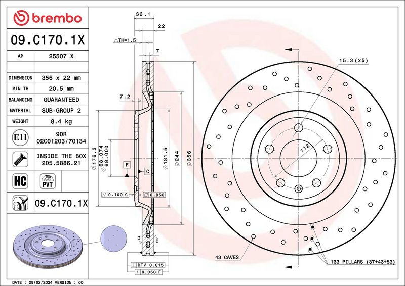 Brembo 09.C170.1X Brake Disc - 2