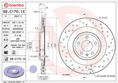 Brembo 09.C170.1X Brake Disc - 2