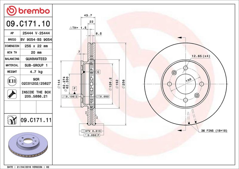 Brembo 09.C171.11 Brake Disc - 2