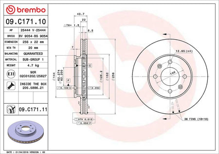 Brembo 09.C171.11 Brake Disc - 2