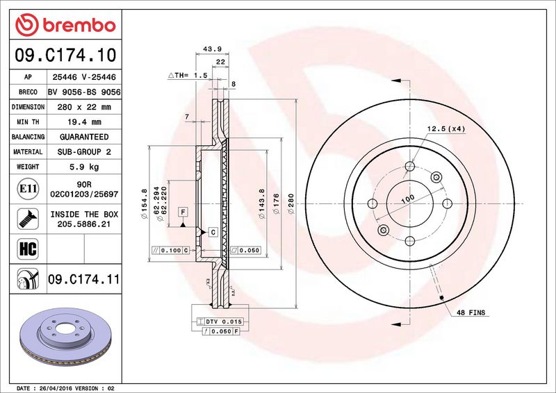 Brembo 09.C174.11 Brake Disc - 2