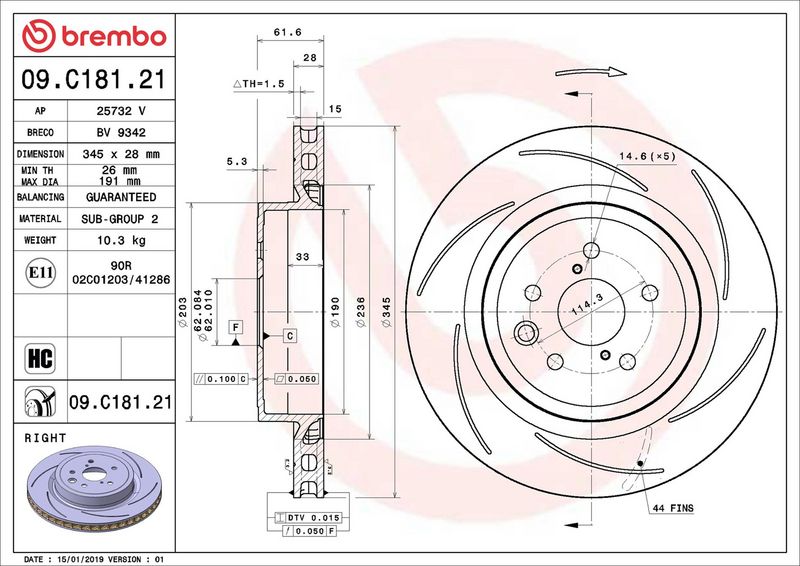 Brembo 09.C181.21 Brake Disc - 2