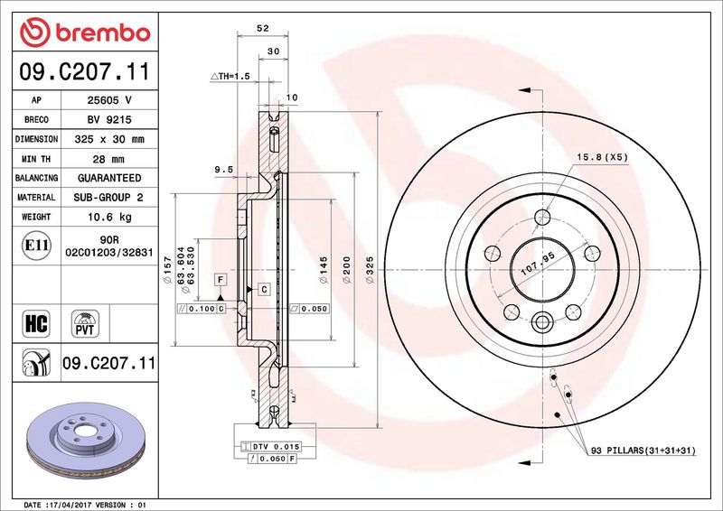 Brembo 09.C207.11 Brake Disc - 2