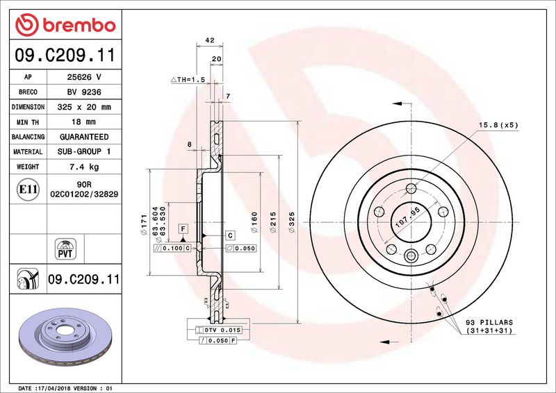 Brembo 09.C209.11 Brake Disc - 2