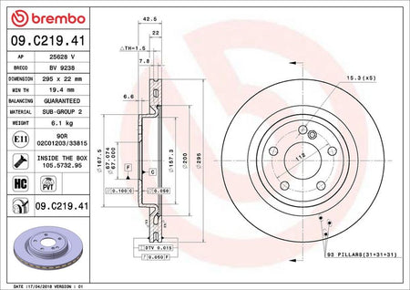 Brembo 09.C219.41 Brake Disc - 2
