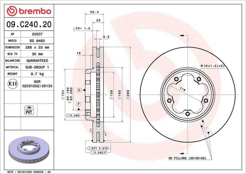 Brembo 09.C240.20 Brake Disc - 2