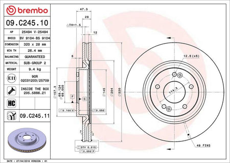 Brembo 09.C245.11 Brake Disc - 2