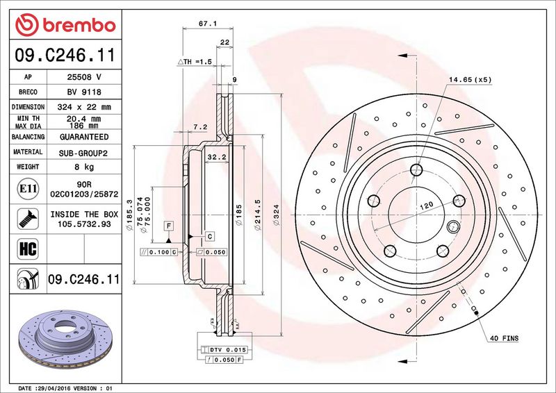 Brembo 09.C246.11 Brake Disc - 2