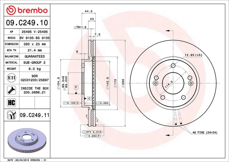 Brembo 09.C249.11 Brake Disc - 2