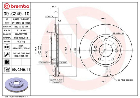 Brembo 09.C249.11 Brake Disc - 2