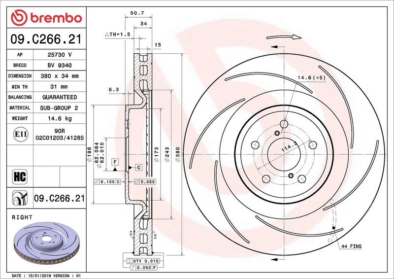 Brembo 09.C266.21 Brake Disc - 2
