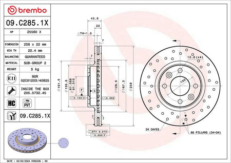 Brembo 09.C285.1X Brake Disc - 2