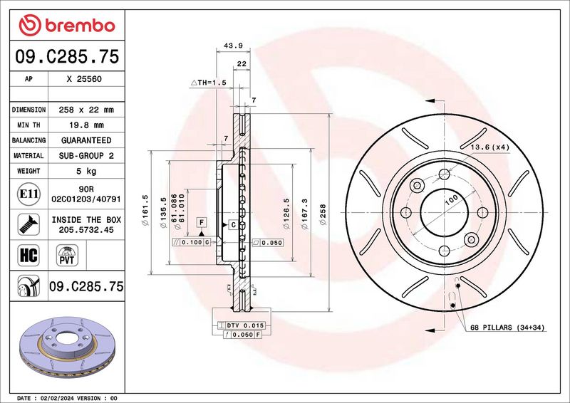 Brembo 09.C285.75 Brake Disc - 2
