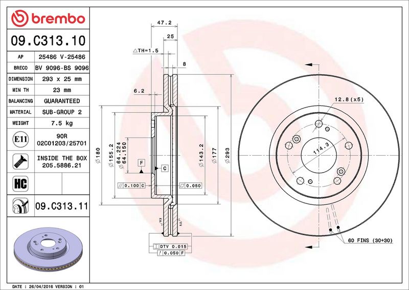 Brembo 09.C313.11 Brake Disc - 2