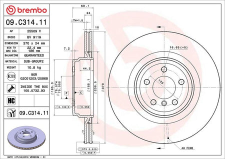 Brembo 09.C314.11 Brake Disc - 2