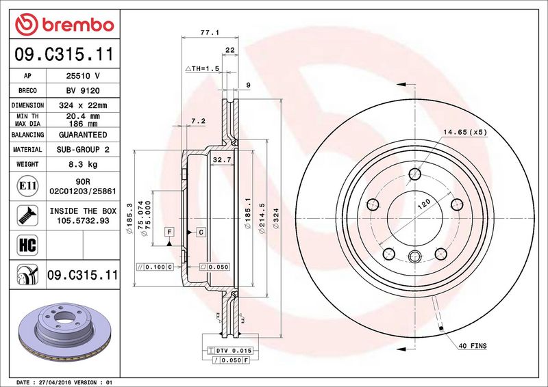 Brembo 09.C315.11 Brake Disc - 2