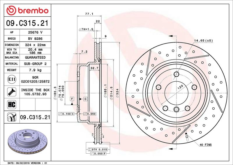 Brembo 09.C315.21 Brake Disc - 2