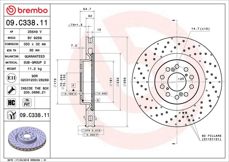 Brembo 09.C338.11 Brake Disc - 2