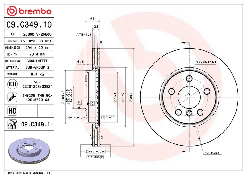 Brembo 09.C349.11 Brake Disc - 2
