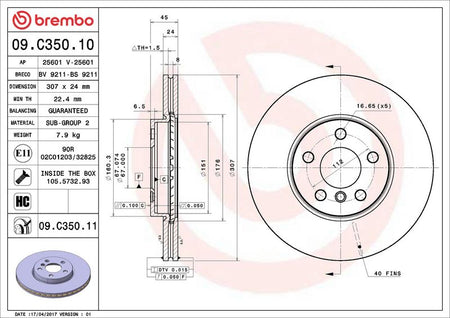 Brembo 09.C350.11 Brake Disc - 2