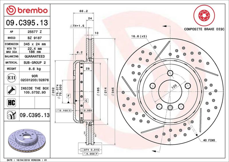 Brembo 09.C395.13 Brake Disc - 2