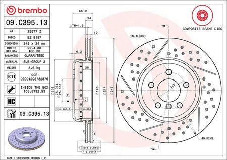 Brembo 09.C395.13 Brake Disc - 2