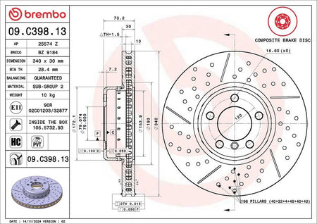 Brembo 09.C398.13 Brake Disc - 2