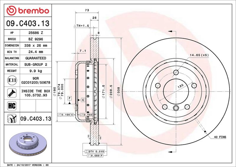 Brembo 09.C403.13 Brake Disc - 2