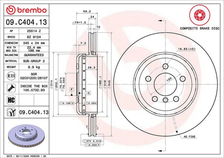 Brembo 09.C404.13 Brake Disc - 2