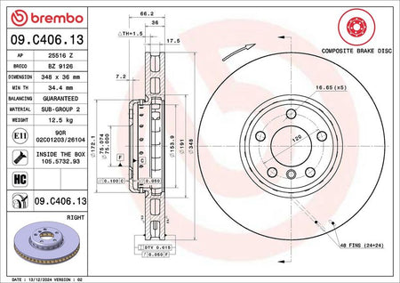 Brembo 09.C406.13 Brake Disc - 2