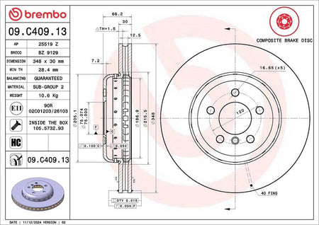 Brembo 09.C409.13 Brake Disc - 2
