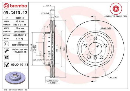 Brembo 09.C410.13 Brake Disc - 2