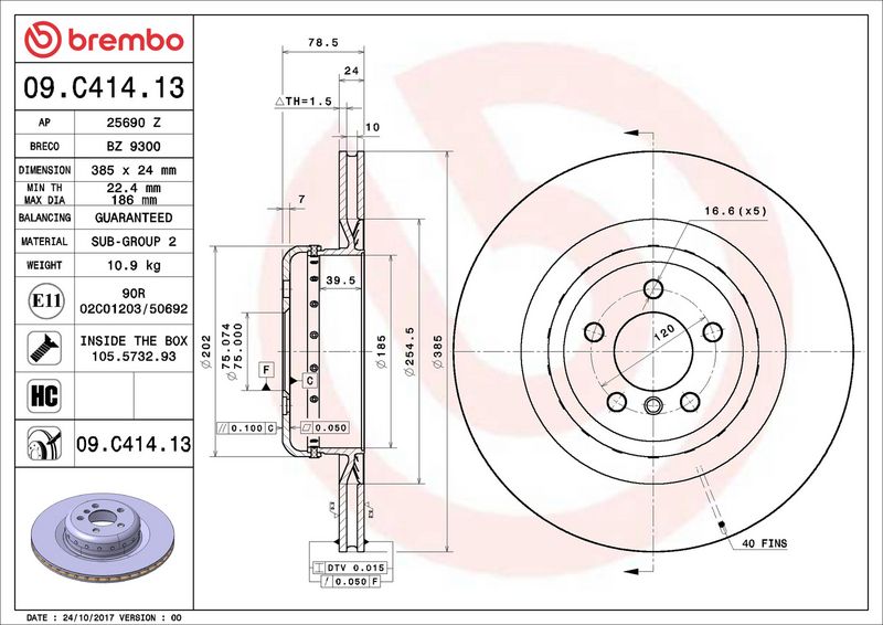 Brembo 09.C414.13 Brake Disc - 2