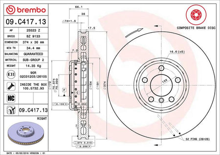 Brembo 09.C417.13 Brake Disc - 2