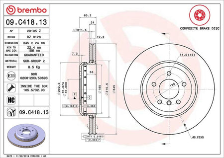 Brembo 09.C418.13 Brake Disc - 2