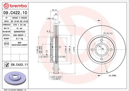 Brembo 09.C422.11 Brake Disc - 2