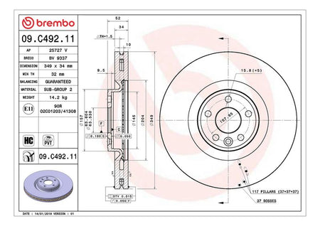 Brembo 09.C492.11 Brake Disc - 2
