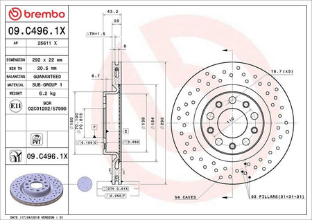 Brembo 09.C496.1X Brake Disc - 2