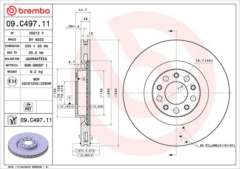 Brembo 09.C497.11 Brake Disc - 2