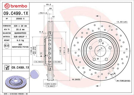 Brembo 09.C499.1X Brake Disc - 2
