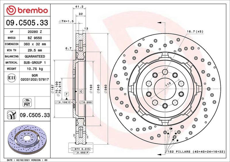 Brembo 09.C505.33 Brake Disc - 2