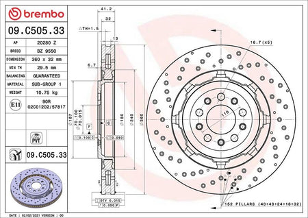 Brembo 09.C505.33 Brake Disc - 2